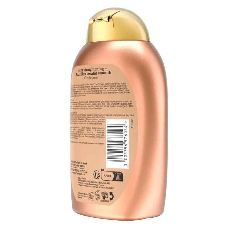 OGX Brazilian Keratin Conditioner, für gewelltes oder lockiges Haar, glättet, stärkt und spendet Feuchtigkeit, 385ml