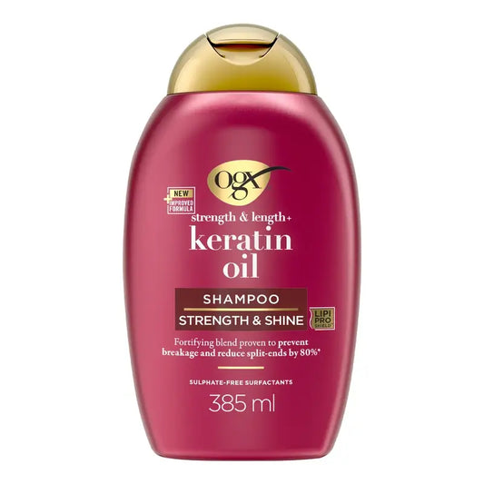 OGX Keratin Oil Shampoo, sprödes Haar, feuchtigkeitsspendend und stärkend, 385 ml