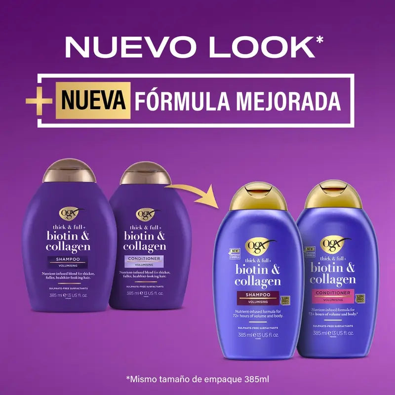 OGX Biotin & Kollagen Shampoo, Feines Haar, 385 ml