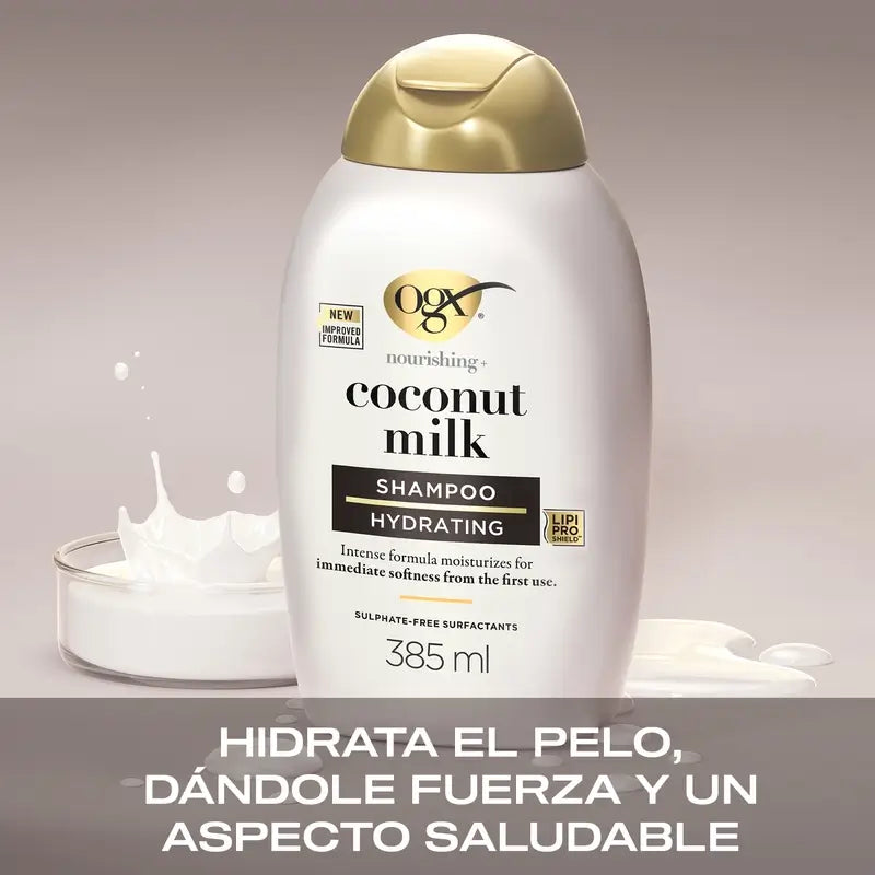 OGX Kokosnussmilch Shampoo, trockenes Haar, 385 ml