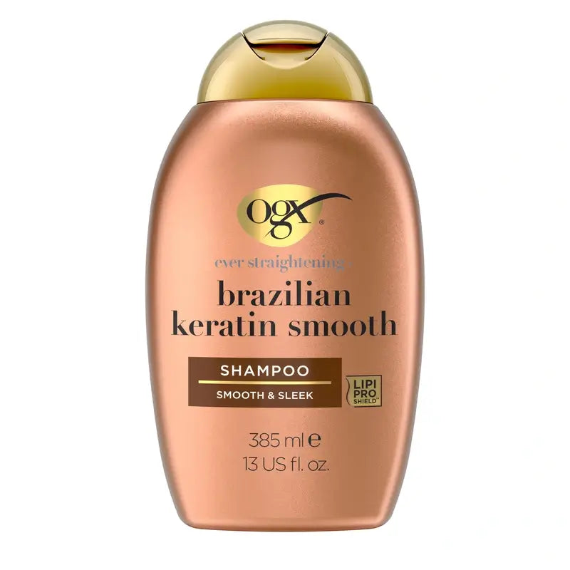 OGX Brazilian Keratin Shampoo, Smooth & Nourish, Wavy or Curly Hair, Smooth & Shiny, 385ml