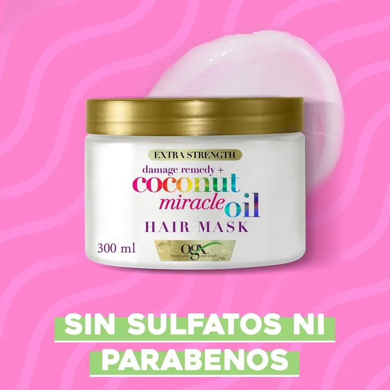 OGX Miracle Coconut Oil Hair Mask, repariert und belebt geschädigtes und brüchiges Haar, 168g