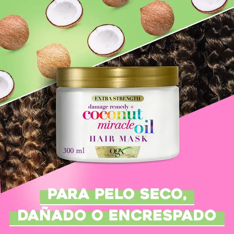 OGX Miracle Coconut Oil Hair Mask, repariert und belebt geschädigtes und brüchiges Haar, 168g