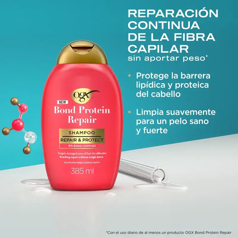 Ogx Bond Repair Shampoo, Reparierendes Shampoo, Sulfatfreies Haarreparatur-Shampoo, 385 ml