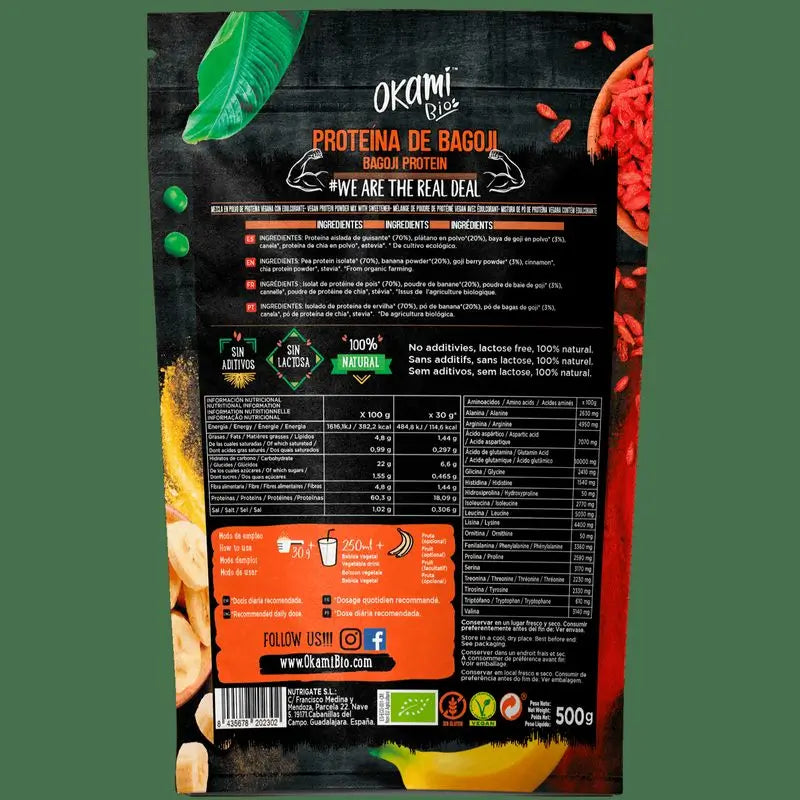 Okami Bio Erbsen-Bananen-Goji Protein 500G Bio Sg Vegan
