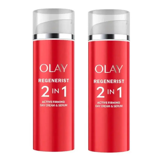 Olay Regenerist 2 in 1 Active Firming Day Cream & Firming Serum, Packung 2 x 50 ml