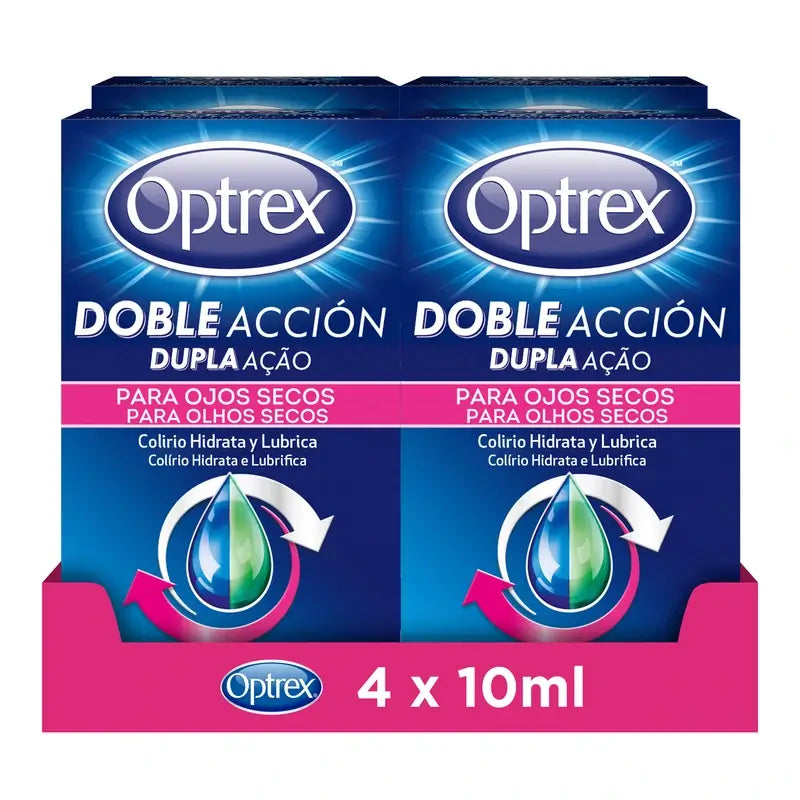 Optrex Multidose Double Action Augentropfen für trockene Augen Packung 4x10 ml