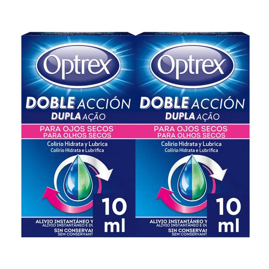 Optrex Multidose Double Action Augentropfen Trockene Augen Duplo 2x10 ml