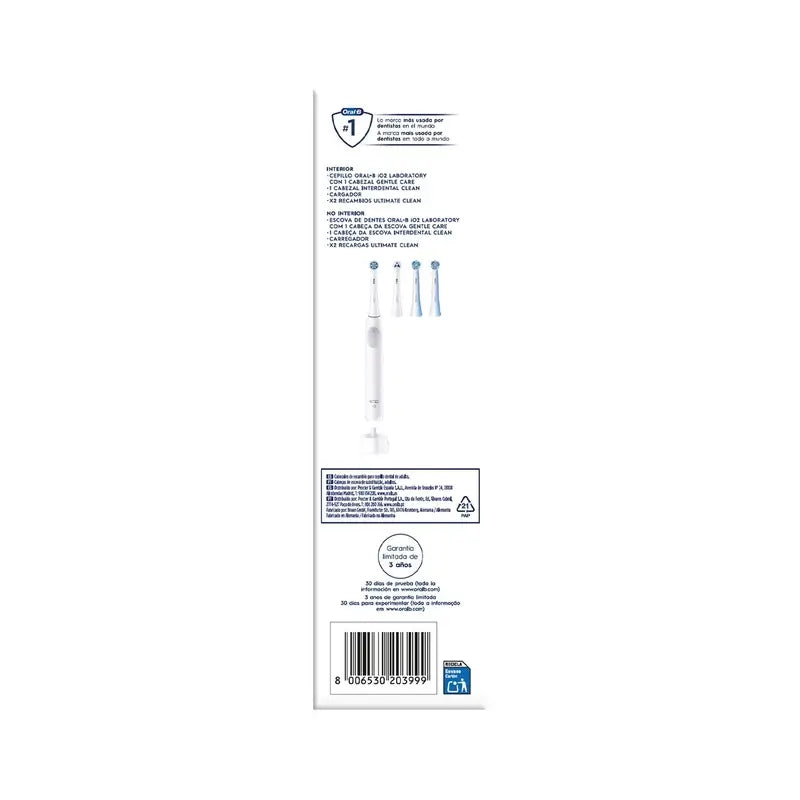 Oral B Braun Elektrische Zahnbürste Io2 Weiß, 2 Bürstenköpfe, 1 Packung