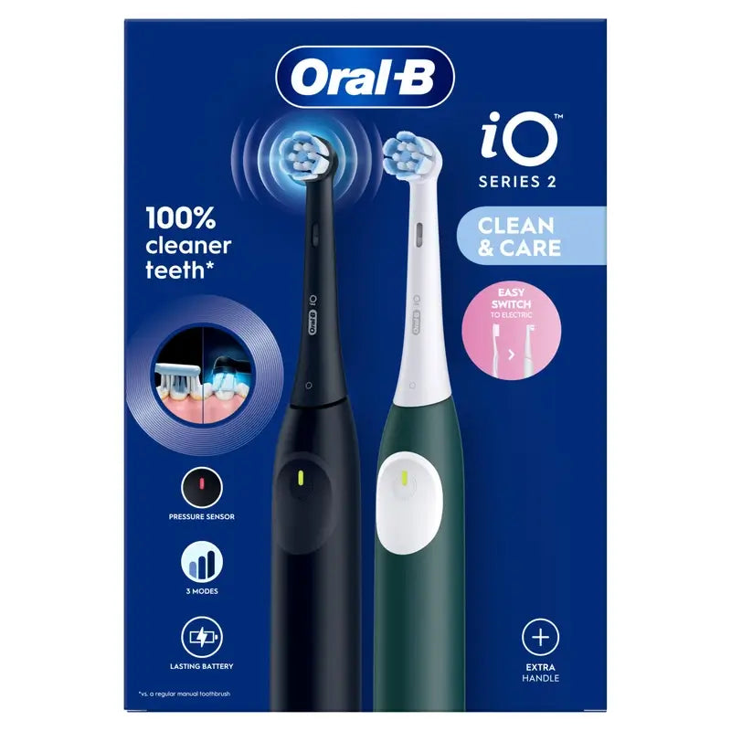 Oral-B Braun iO2 Double Night Pack Serie Schwarz / Waldgrün