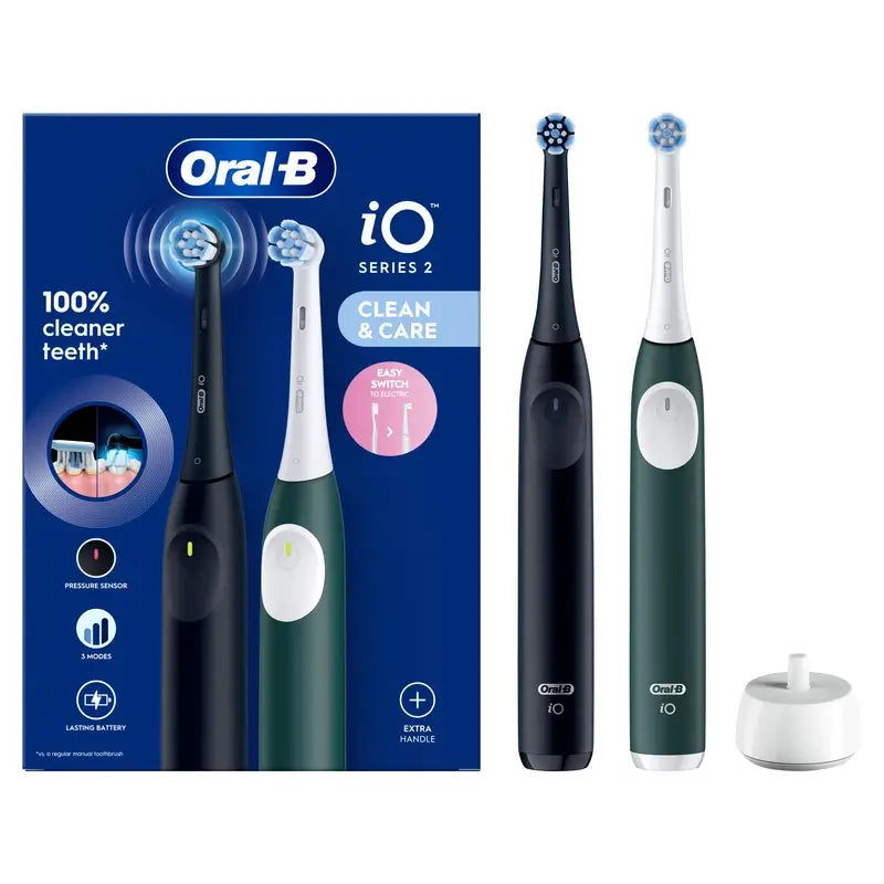 Oral-B Braun iO2 Double Night Pack Serie Schwarz / Waldgrün