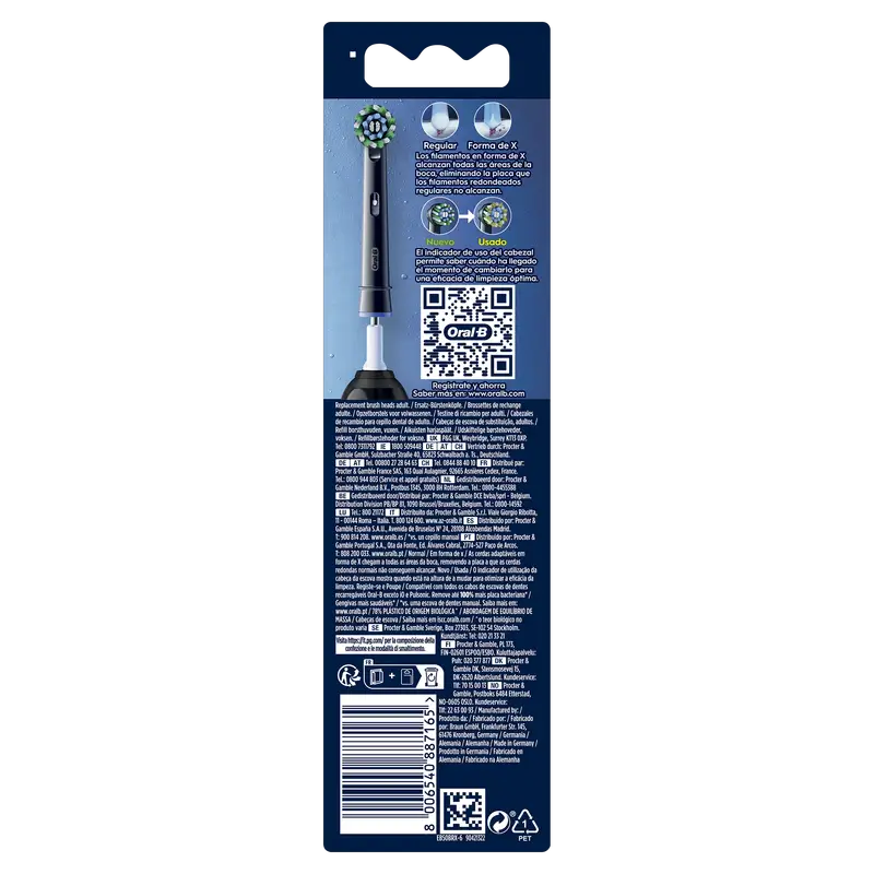 Oral-B Braun Braun Cross Action Wiederaufladbare Zahnbürste Refill Schwarz 6 Stk.