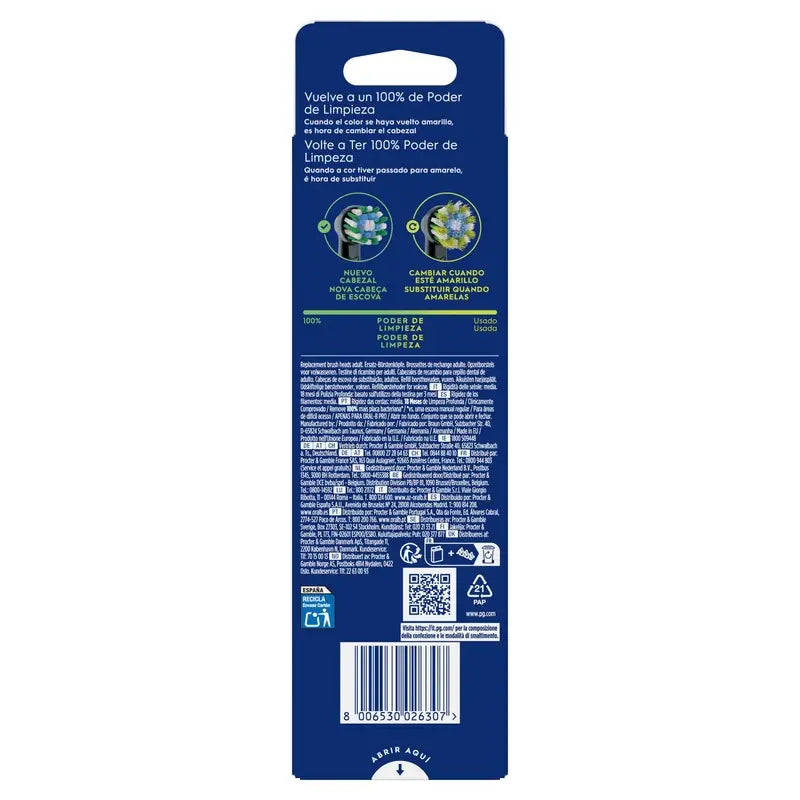 Oral-B Braun Cross Action Nachfüllpackung Schwarz, 4 Stück.