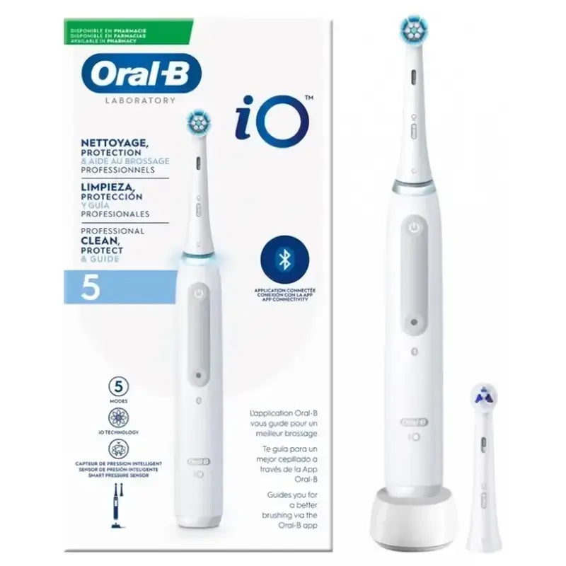 Oral-B Io 5 Elektrische Zahnbürste Weiß, 2 Zahnbürstenköpfe