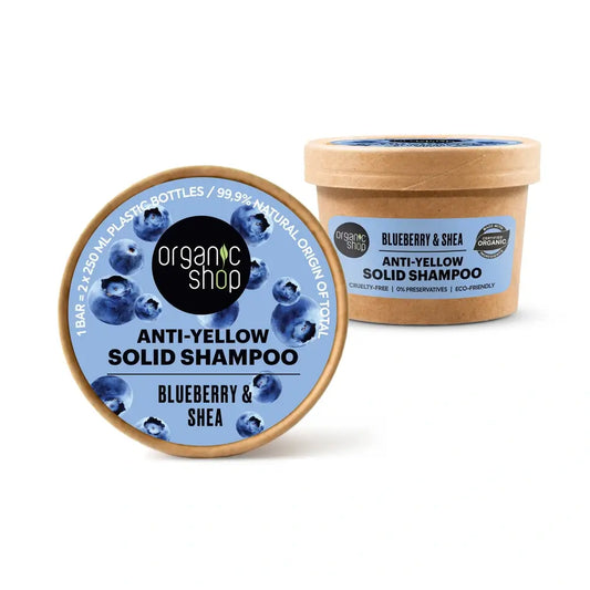 Organic Shop Anti-Yellowing Blaubeere & Shea Butter Festes Shampoo, 60 G