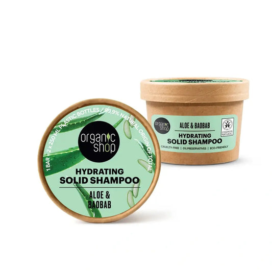 Organic Shop Aloe & Baobab Feuchtigkeitsspendendes Festes Shampoo, 60 G