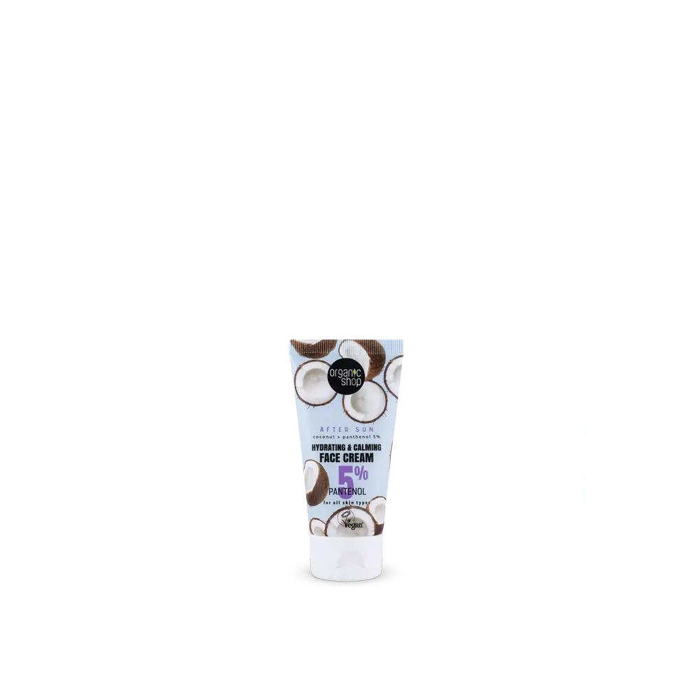 Organic Shop Feuchtigkeitsspendende und beruhigende Gesichtscreme Coconut Aftersun + Panthenol 5?%, 50 Ml