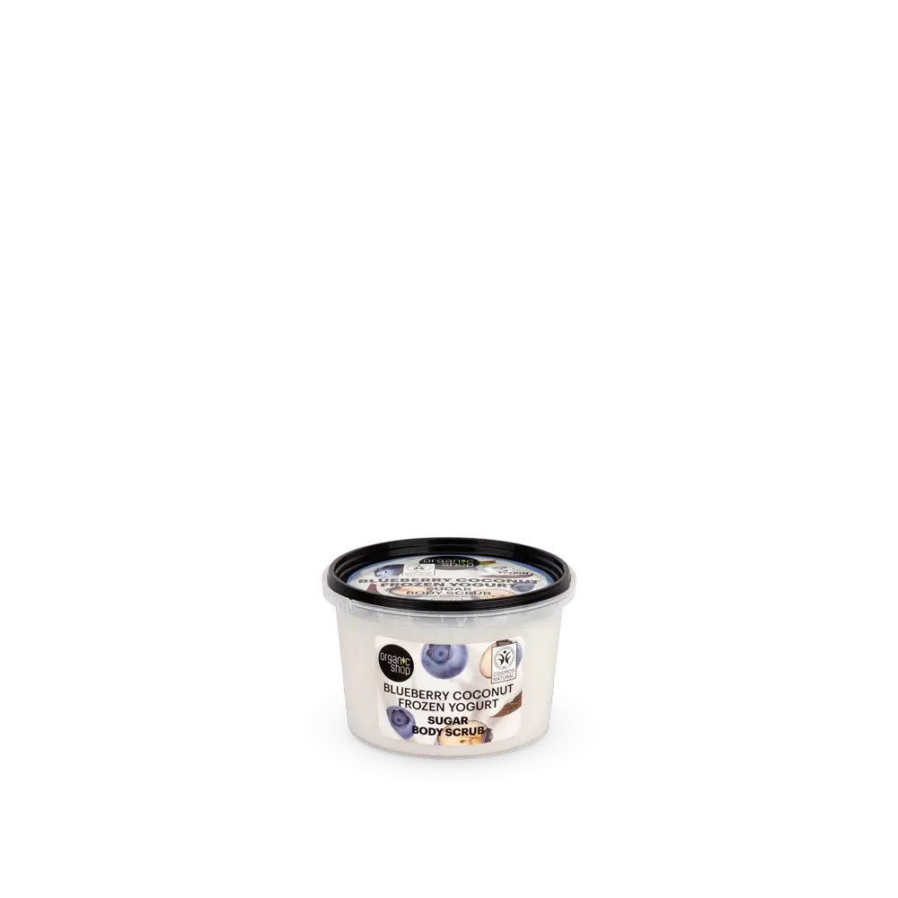 Organic Shop Blaubeer-Kokosnuss-Eisjoghurt-Zucker Heidelbeer-Kokosnuss-Zucker-Körperpeeling, 250 ml