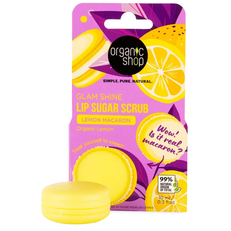 Organic Shop Fac Lemon Macaron Sugar Lip Scrub , 10 ml