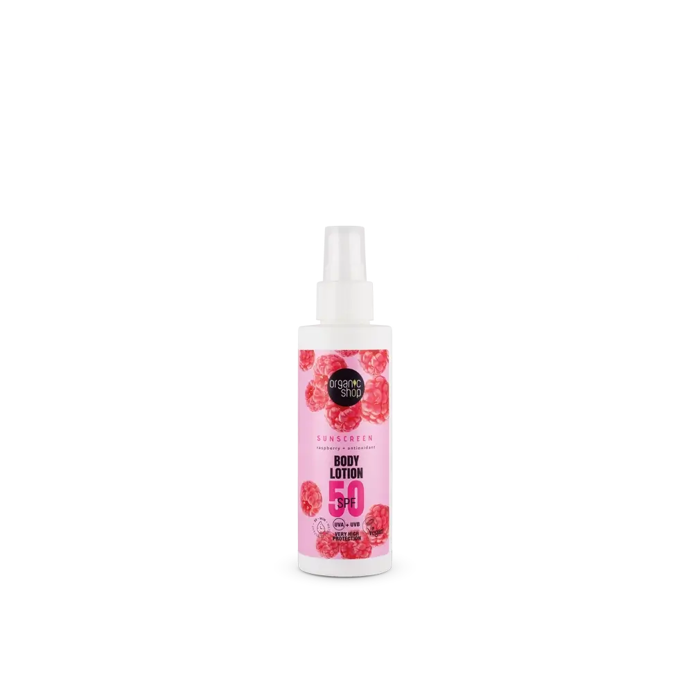 Organic Shop Himbeere + Antioxidantien Sonnenschutz Körperlotion Spf50, 150 Ml