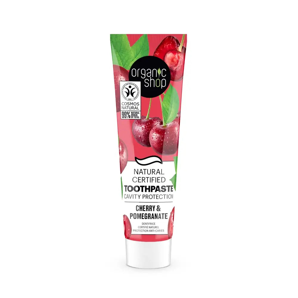 Bio-Shop Os Kirsche & Granatapfel. Zertifizierte natürliche Zahnpasta Anti-Hohlraum-Schutz, 100 G