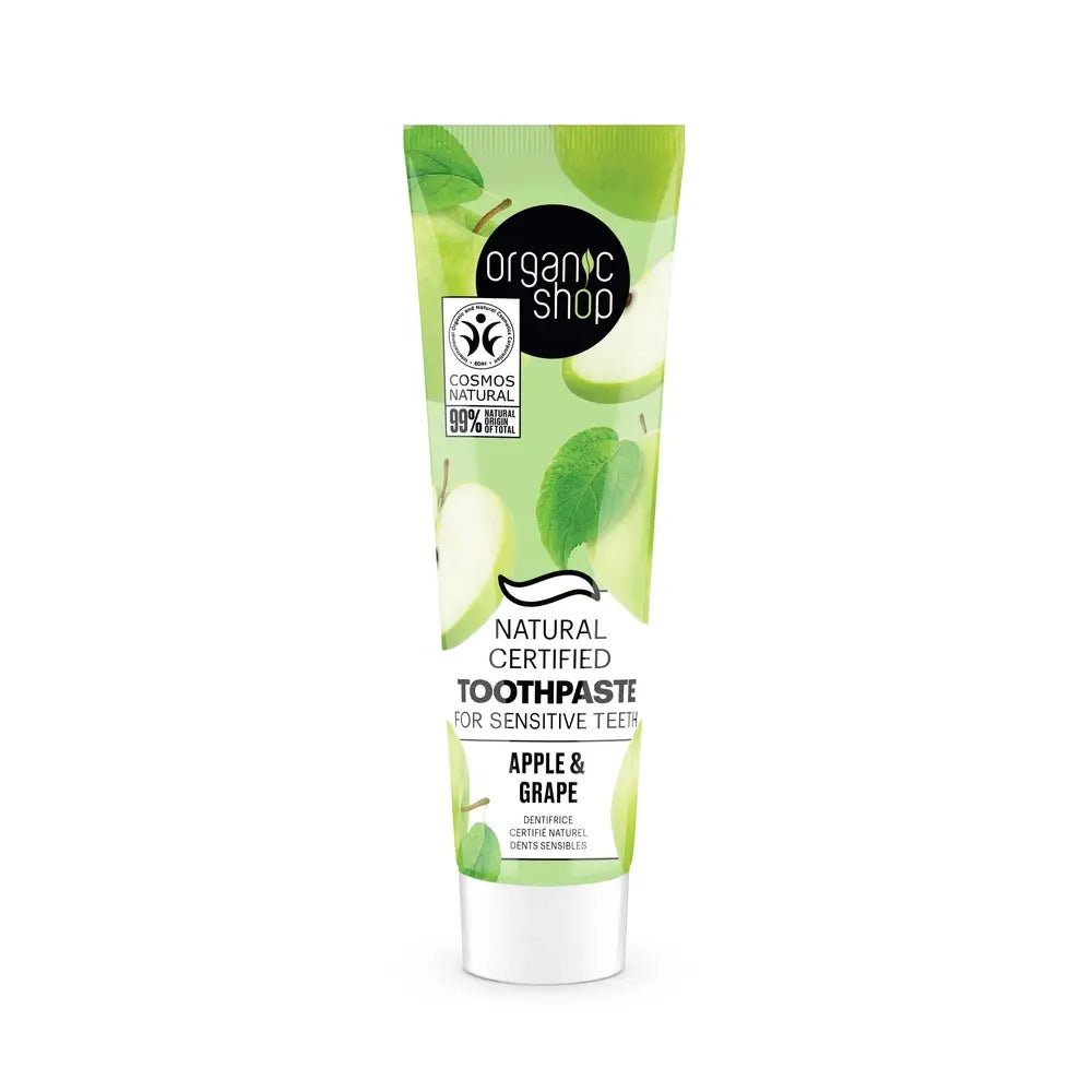 Bio-Shop Os Apfel & Traube. Zertifizierte natürliche Zahnpasta für Zahnempfindlichkeit, 100 G