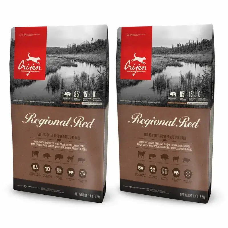 Orijen Canine Adult Regional Rot 11,4 Kg Hundefutter , Packung 2