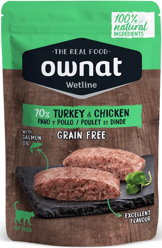 Ownat Wetline Feline Truthahn Huhn Box 12X85Gr , Nassfutter für Katzen