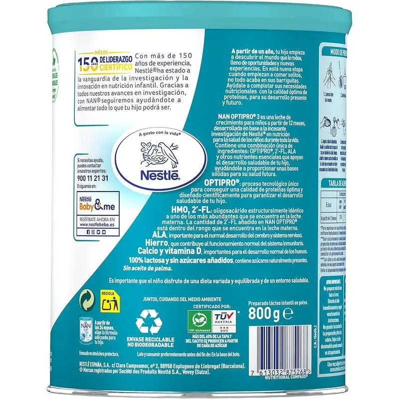 Nestlé Nan Optipro 3 Aufwuchsmilch, 12X800g