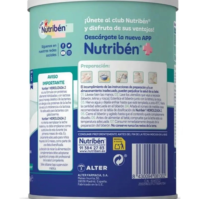 Nutribén Hydrolysed 2 Milch Fortsetzung, 12 X 400 g