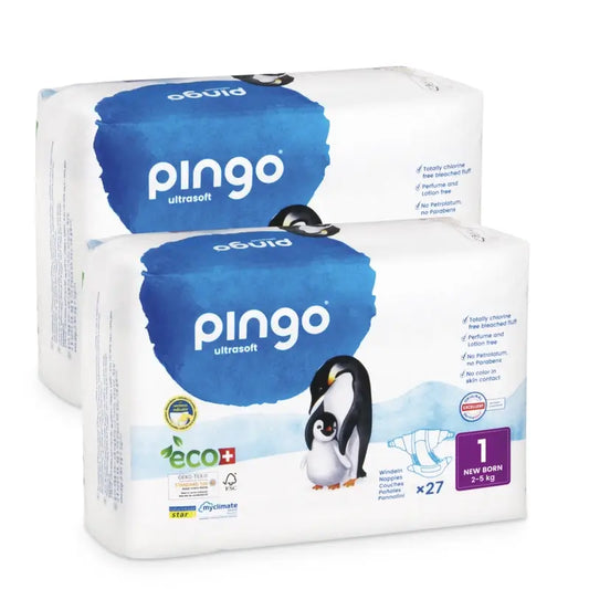 Pingo New Born Ökologische Windel Größe 1, Pack 2 X 27 Stück.