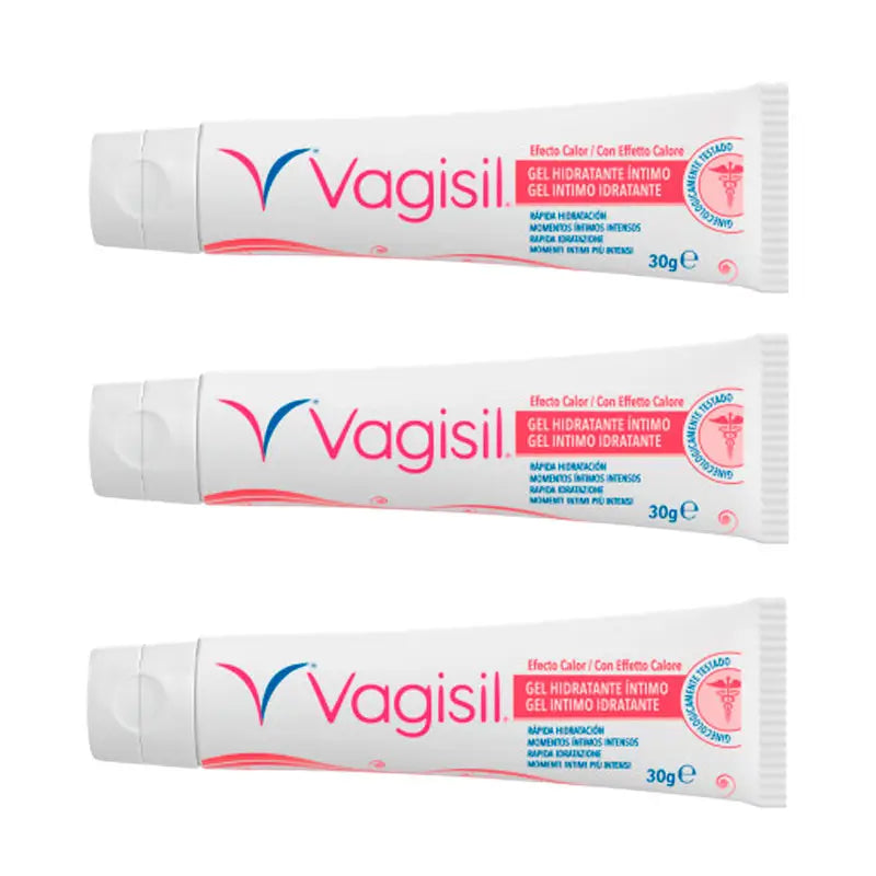 Pack 3 Vagisil Intim Feuchtigkeitsgel Wärmende Wirkung, 30gr