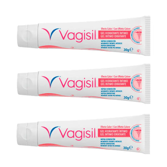 Pack 3 Vagisil Intim Feuchtigkeitsgel Wärmende Wirkung, 30gr