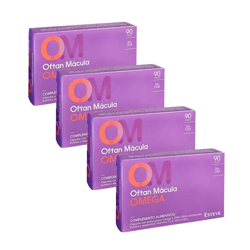 Pack 4 Oftan Omega Macula Auge Gesundheit Nahrungsergänzungsmittel 90 Kapseln