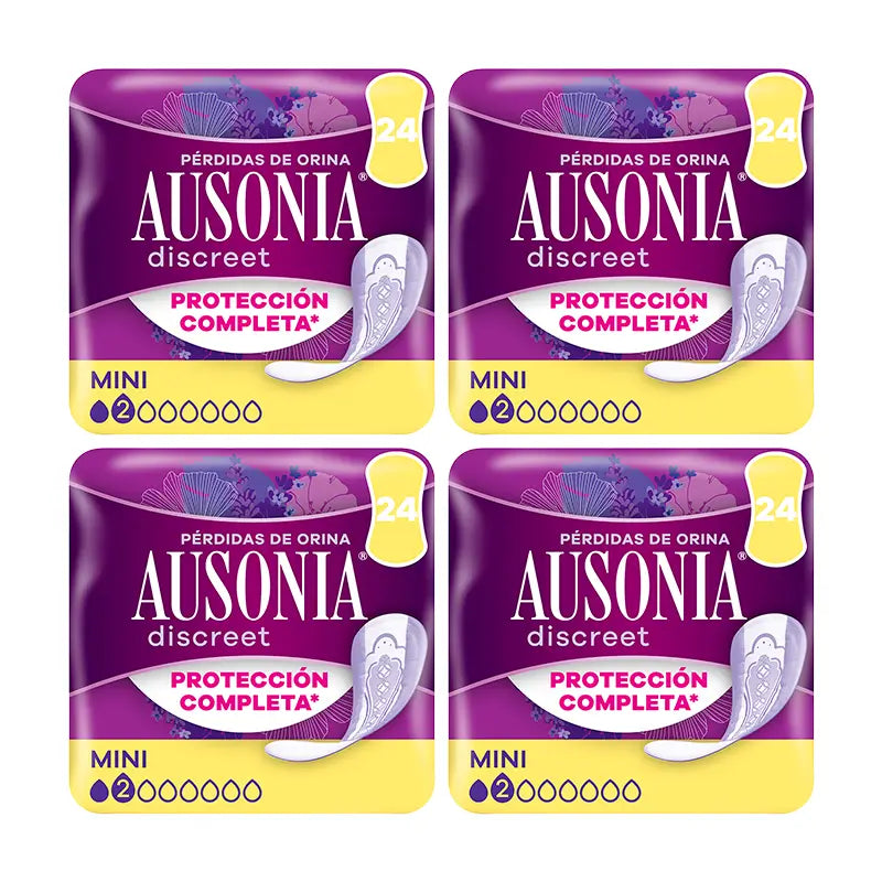 Ausonia Discreet Pack 4 x 24 Packungen für Frauen mit Urinverlust Mini