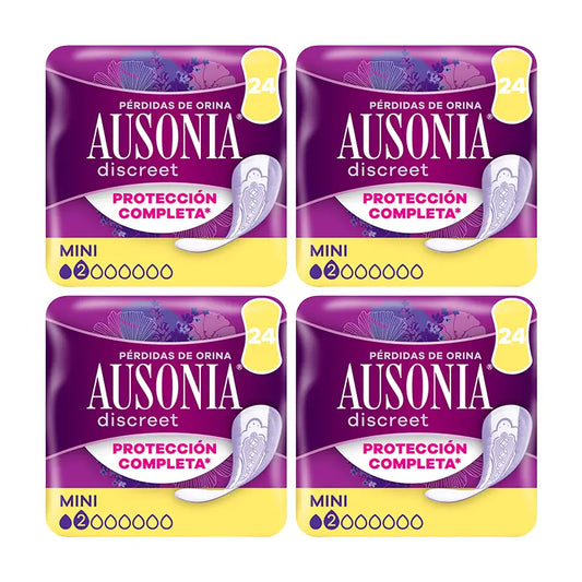 Ausonia Discreet Pack 4 x 24 Packungen für Frauen mit Urinverlust Mini