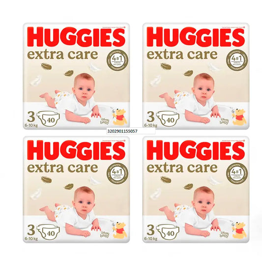 Huggies Extra Care Windel Größe 3 (5-9Kg), Packung 4 X 160 Stück
