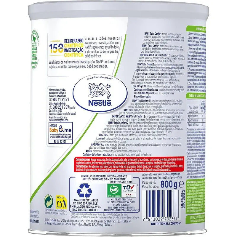 Nestlé Nan Total Comfort 2 Säuglingsmilch, Packung 4 X 800 g