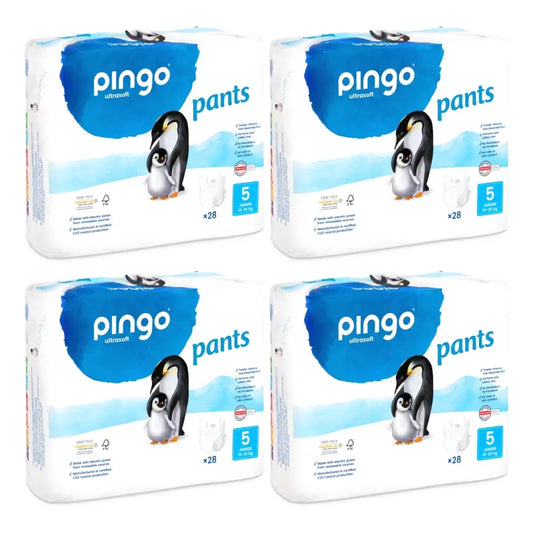 Pingo Pañal – Ökologische Windelhöschen, Größe 5 (11–25 kg), 4er-Pack à 28 Stück