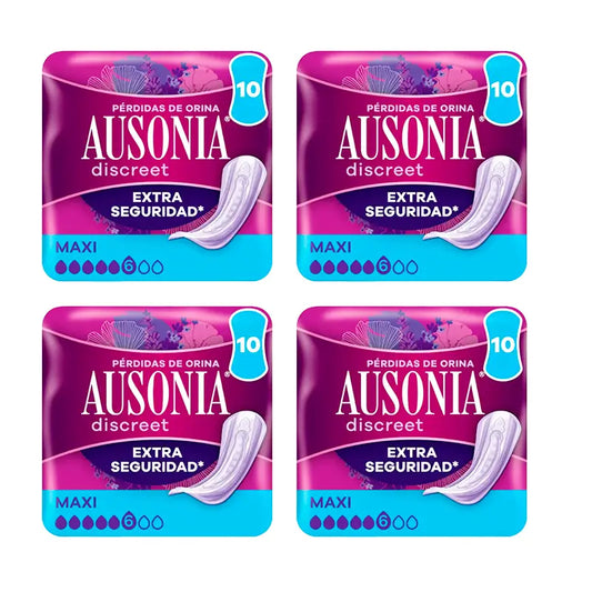 Ausonia Pack Diskreter Urinverlust Pads für Frauen Maxi, 4 x 10 Einheiten