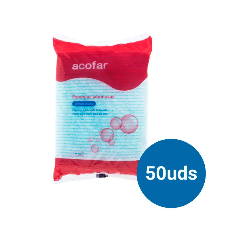 Acofar Pack Einweg-Seifenschwämme, 24 Schwämme x 50 Beutel
