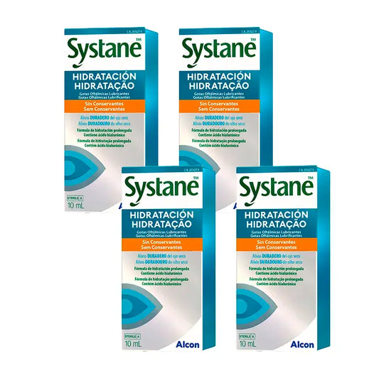 Systane Täglich feuchtigkeitsspendende Augentropfen, 4 X 10 ml Packung