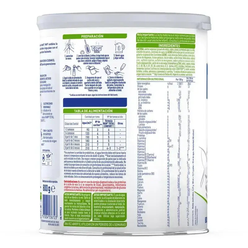 Nestlé Nan Total Comfort 1 Säuglingsmilch, Packung 8 X 800 g