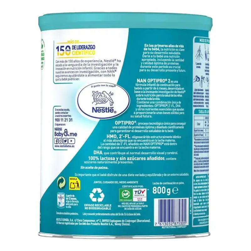 Nestlé Nan Optipro 2 Milchnahrung, 8X800g