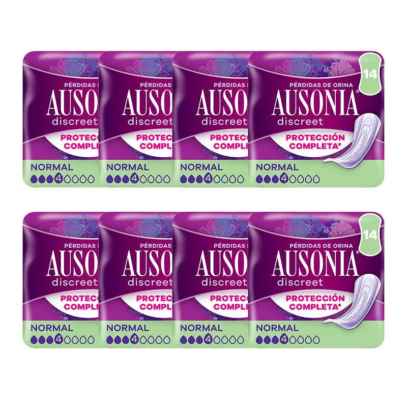 Ausonia Pack Diskreter Urinverlust Pads für normale Frauen, 8 x 14 Einheiten