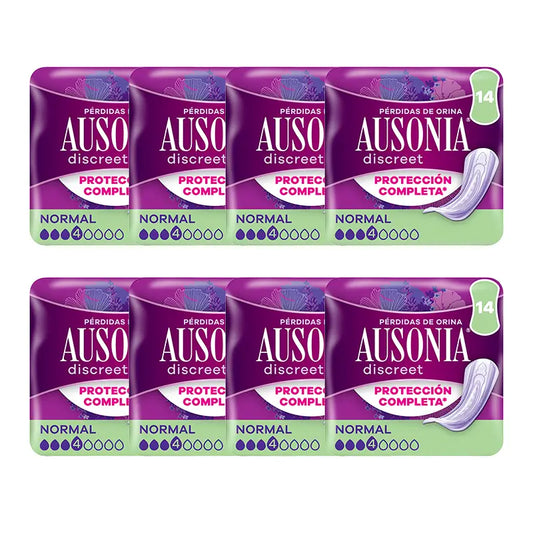 Ausonia Pack Diskreter Urinverlust Pads für normale Frauen, 8 x 14 Einheiten