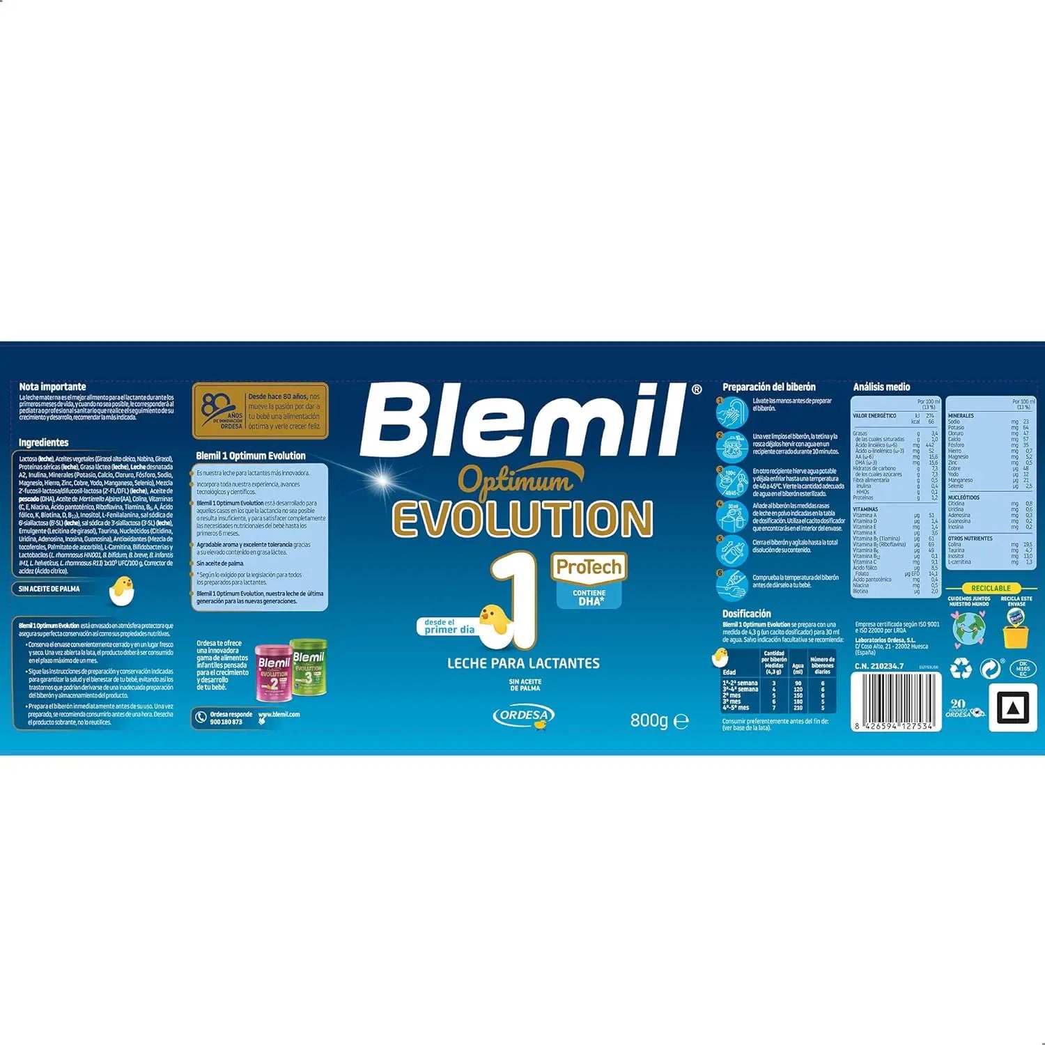 Blemil Optimum Evolution 1 Starter-Milch, 6X800g