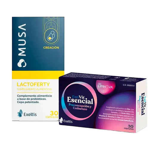 Packung Gesunde Empfängnis, Exelvit Essential + Musa Lactoferty, 30+30 Kapseln
