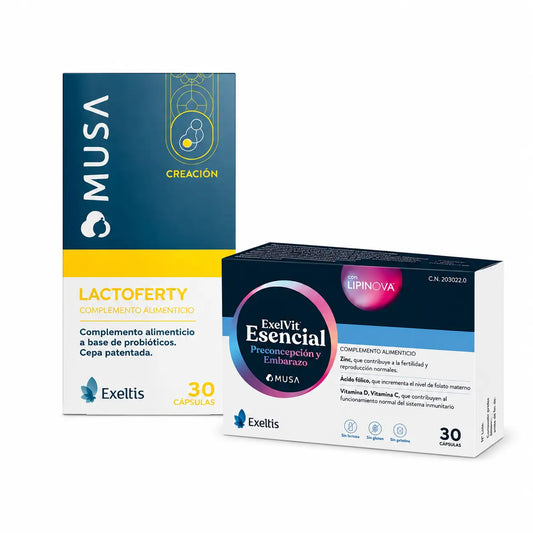 Packung Gesunde Empfängnis, Exelvit Essential + Musa Lactoferty, 30+30 Kapseln