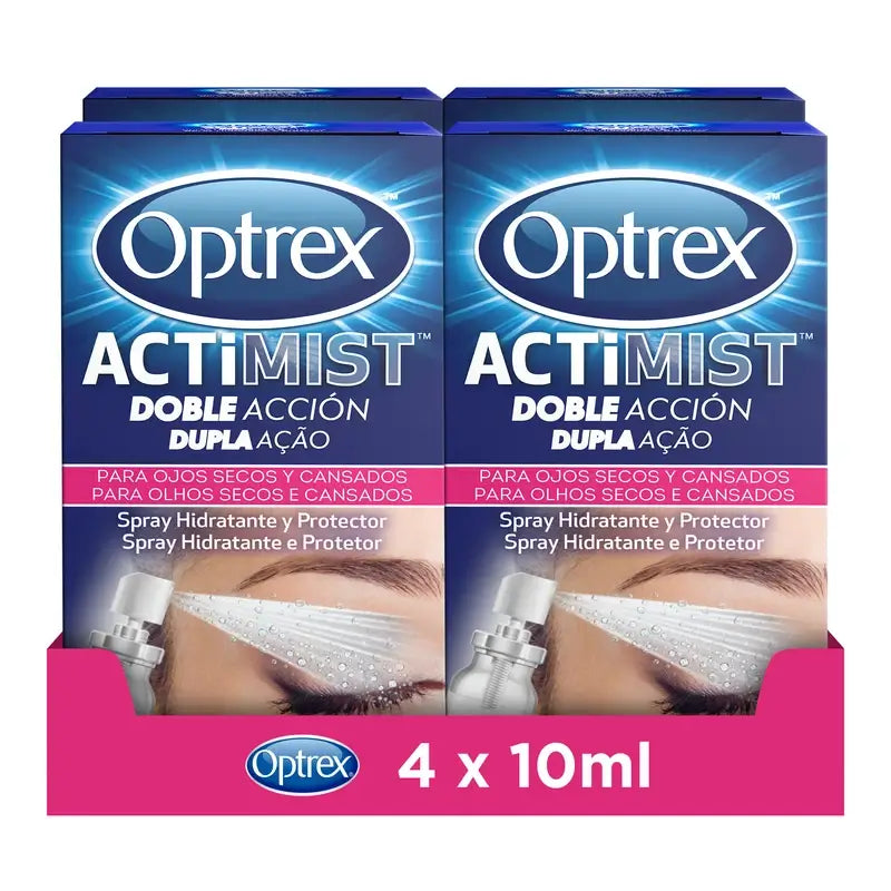 Optrex Actimist Trockene und gereizte Augen Spray Packung 4x10 ml